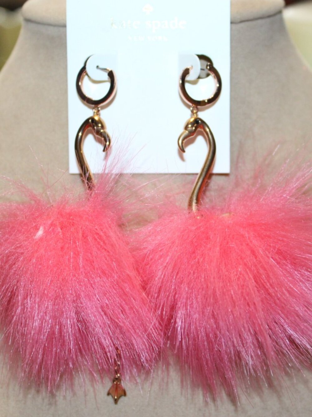 NWT Kate Spade New York "By the Pool " Flamingo necklace and earrings set.  FAB! - Picture 5 of 13